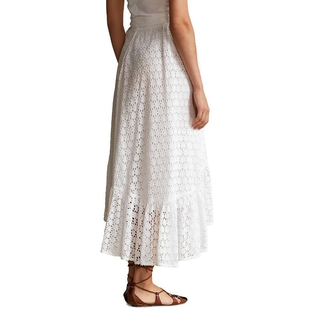 Polo by Ralph Lauren Cream Eyelet Wrap Midi Skirt - Picture 2 of 10
